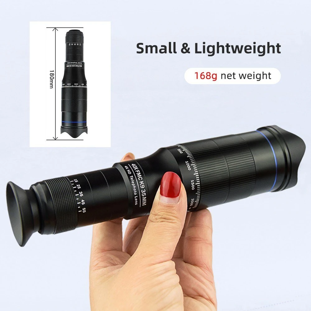(image for) Zoom Phone Camera HD Lens 40X Long Focus Telephoto Monocular Telescope Optical Glass ED FMC BAK4 with Tripod BT Shutter